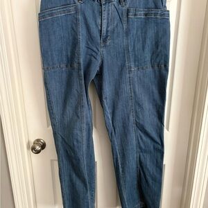 Judy Blue Panel-Stitch Slim Straight Jeans in Medium Blue